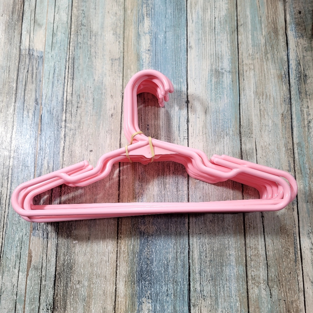 Set of Ten Pink Plastic Little Hangers